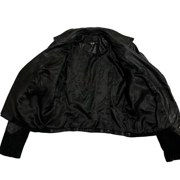 Slate & Willow Mixed Media Colorblock Moto Leather Jacket, size S - Picture 13 of 14